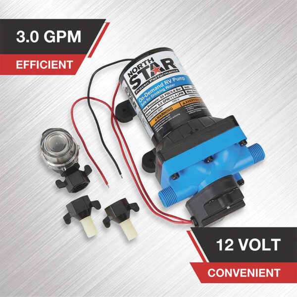NorthStar® 12 Volt On-Demand RV Potable Water Pump — 3.0 GPM (157103) - Image 3