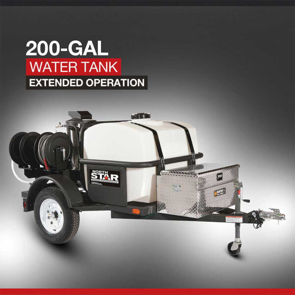 NorthStar® Trailer-Mounted Hot Water Commercial Pressure Washer, 4000 PSI, 4.0 GPM, Honda Engine, 200-Gal (157595) - Image 2