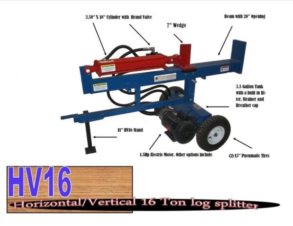 16 Ton Ram Splitter Horizontal Vertical Electric Log Splitter (HV16-4) - Image 5
