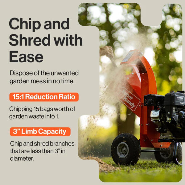 SuperHandy 3" Max Cutting - Compact Wood Chipper Shredder - 7HP Gas Engine (GUO035) - Image 12