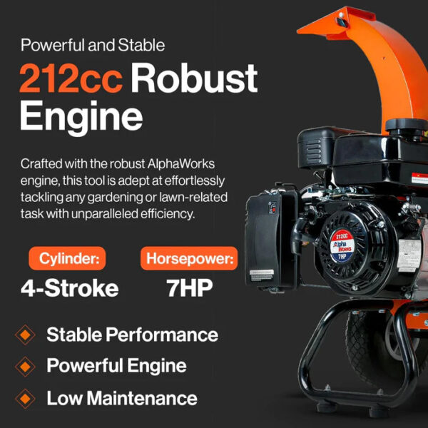 SuperHandy 3" Max Cutting - Compact Wood Chipper Shredder - 7HP Gas Engine (GUO035) - Image 14