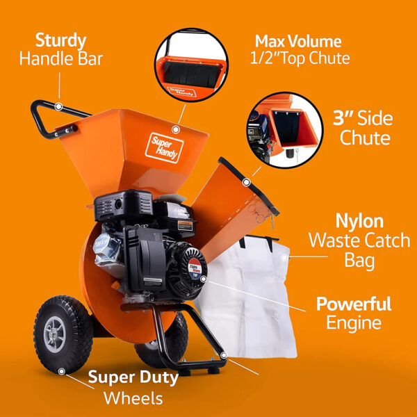 SuperHandy 3 in 1 Multi-Function Wood Chipper Mulcher 3" Max Capacity - 7HP (GUO019) - Image 2