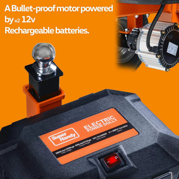 SuperHandy 800W 12V Electric Trailer Dolly 2" Ball Mount 2800 Capacity (GUO041) - Image 4