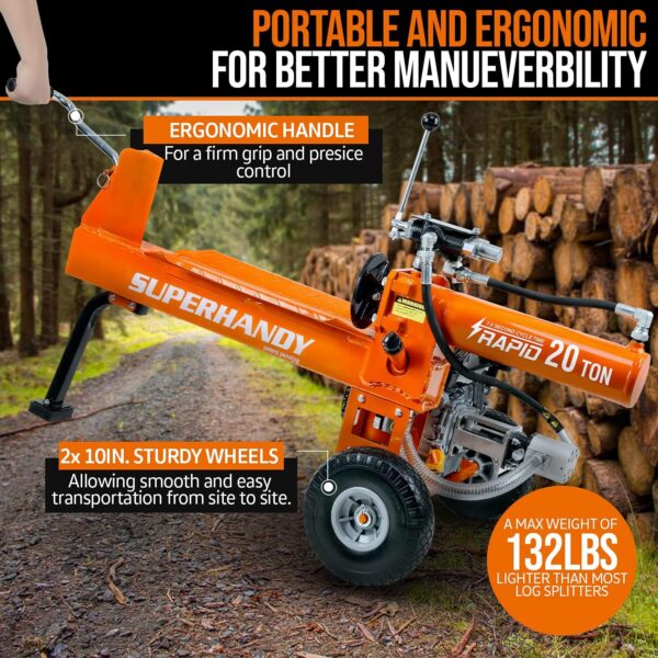 SuperHandy Portable 20 Ton 7HP Gas Powered Log Splitter (GUO077) - Image 8