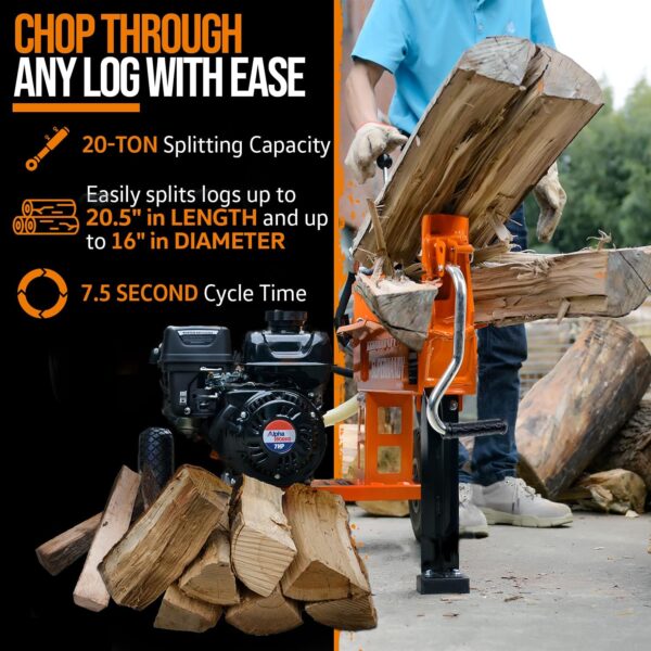 SuperHandy Portable 20 Ton 7HP Gas Powered Log Splitter (GUO077) - Image 11