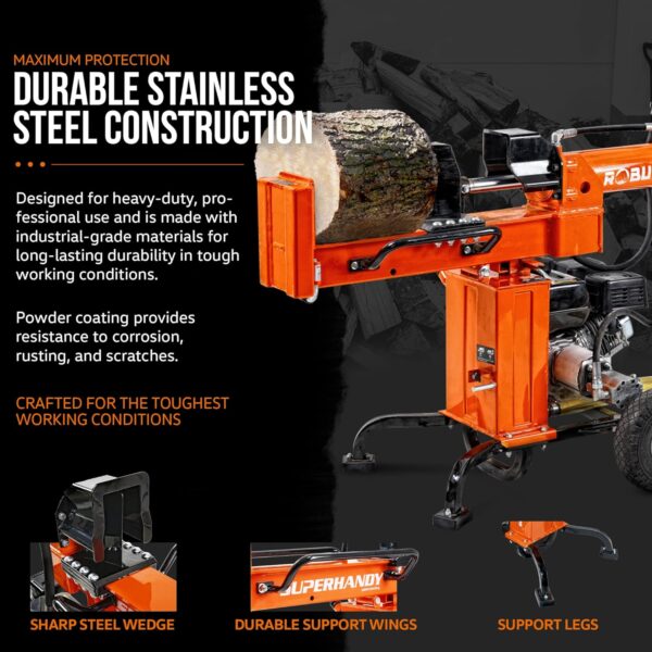 SuperHandy Horizontal Vertical 25 Ton 7HP Gas Powered Log Splitter (GUO096) - Image 4