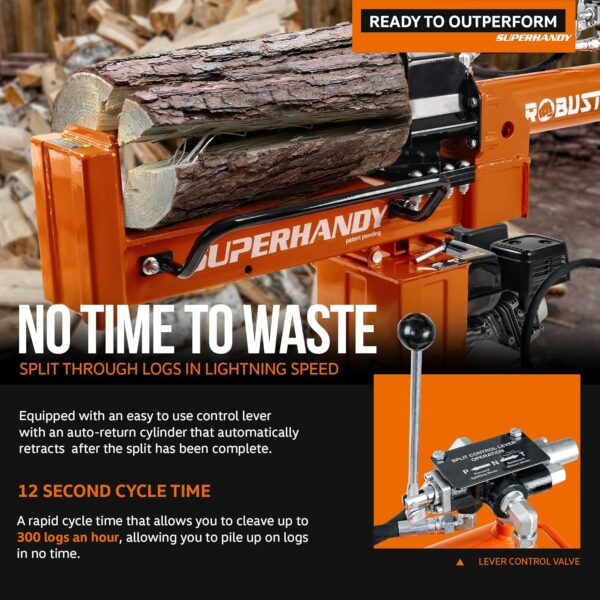 SuperHandy Horizontal Vertical 25 Ton 7HP Gas Powered Log Splitter (GUO096) - Image 9
