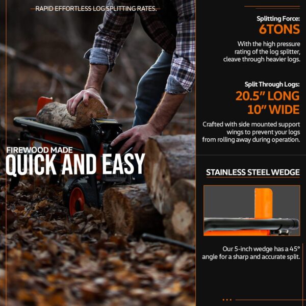 SuperHandy 6 Ton Electric Log Splitter (GUT065) - Image 8