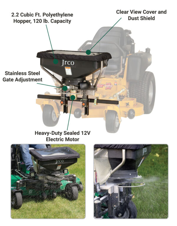 JRCO Broadcast Spreader | Cable Control | For Walk-Behind and Stand-On Mowers (504.JRC) - Image 3
