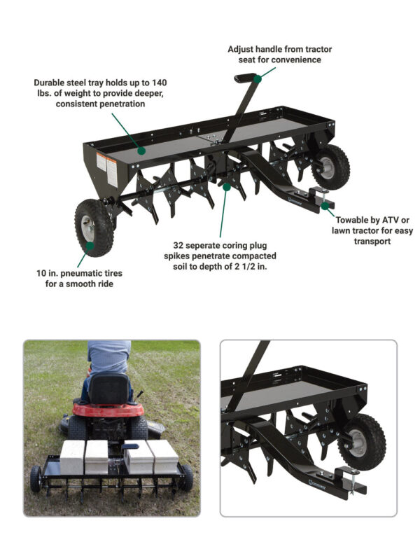 Strongway® Tow Behind Plug Lawn Aerator 48 In. 32 Coring Plugs (49167) - Image 3