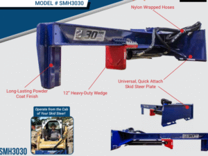 30 Ton Iron & Oak Upside Down Skid Steer Log Splitter 31" Open (SMH3030)
