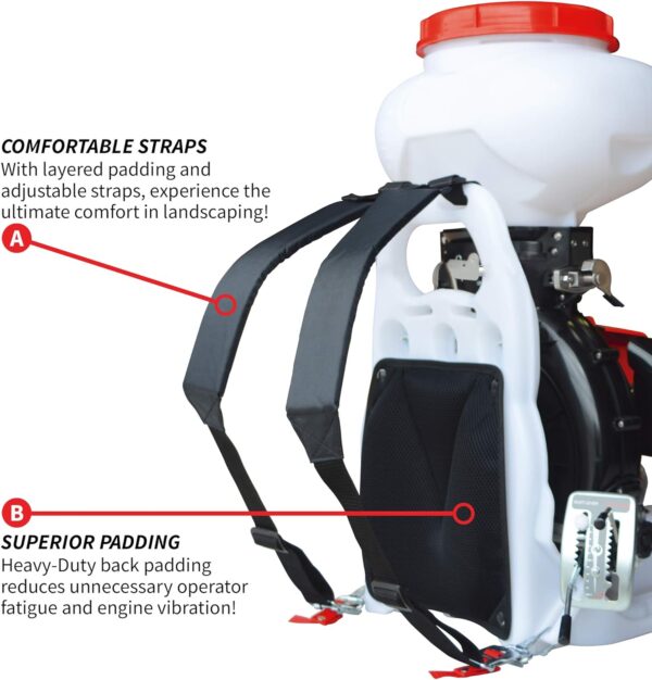 4 Gallon Motorized Backpack Spreader Sprayer by TOMAHAWK® for Fertilizer, Pesticide, Rock Salt (TGS30) - Image 3