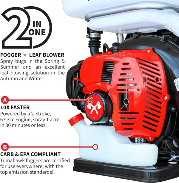 3.7 Gallon 3HP Turbo Boosted TOMAHAWK® Backpack Fogger, Leaf Blower with Pest Control (TMD14) - Image 3