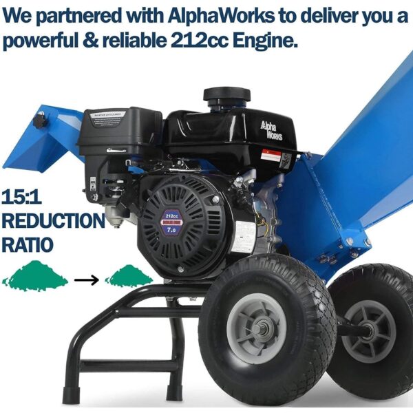 Landworks 7HP 212CC Gas Engine 3" Max Branch Diameter Wood Chipper and Shredder (GUO067) - Image 4