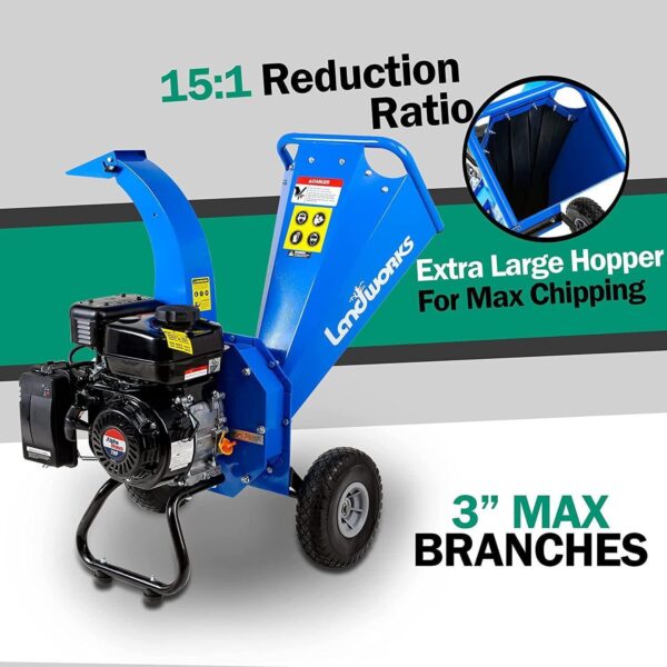 Landworks Mini 7HP 212CC Gas Engine 3" Max Branch Diameter Wood Chipper and Shredder (GUO033) - Image 4