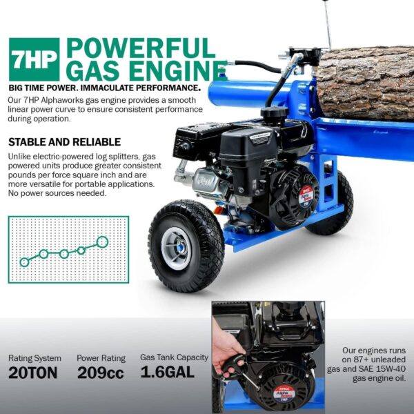 Landworks 20 Ton 7HP 209 CC Gas Powered Log Splitter (GUO079) - Image 7